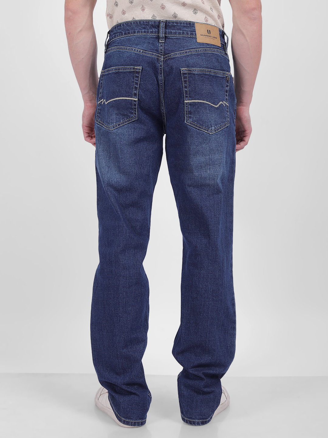 Numero Uno Men Faded Dark Blue Jeans